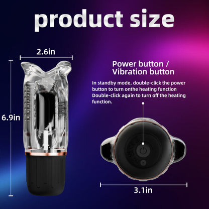3 IN 1 Penistrainer Vibrator Masturbator mit 10 Vibrations & Leck & Heizmodi