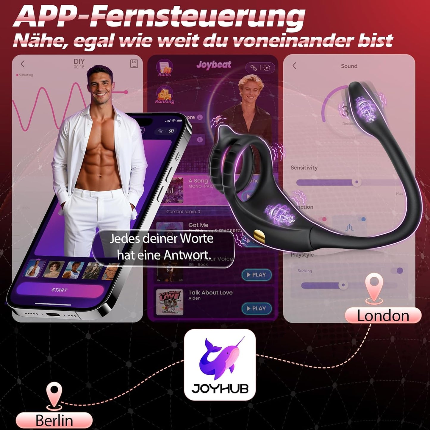 APP Steuerung Penisring Prostate Massager Anal Vibrator mit 10 Vibrationsmodi