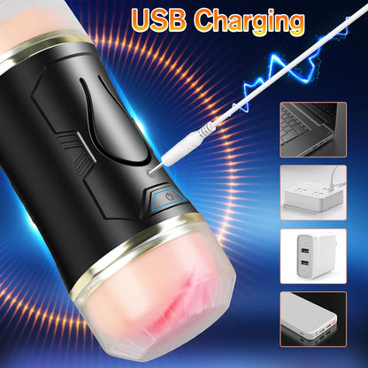 Offener Realistischer Masturbator Penistrainer Vibrator mit 10 Vibrationsmodi