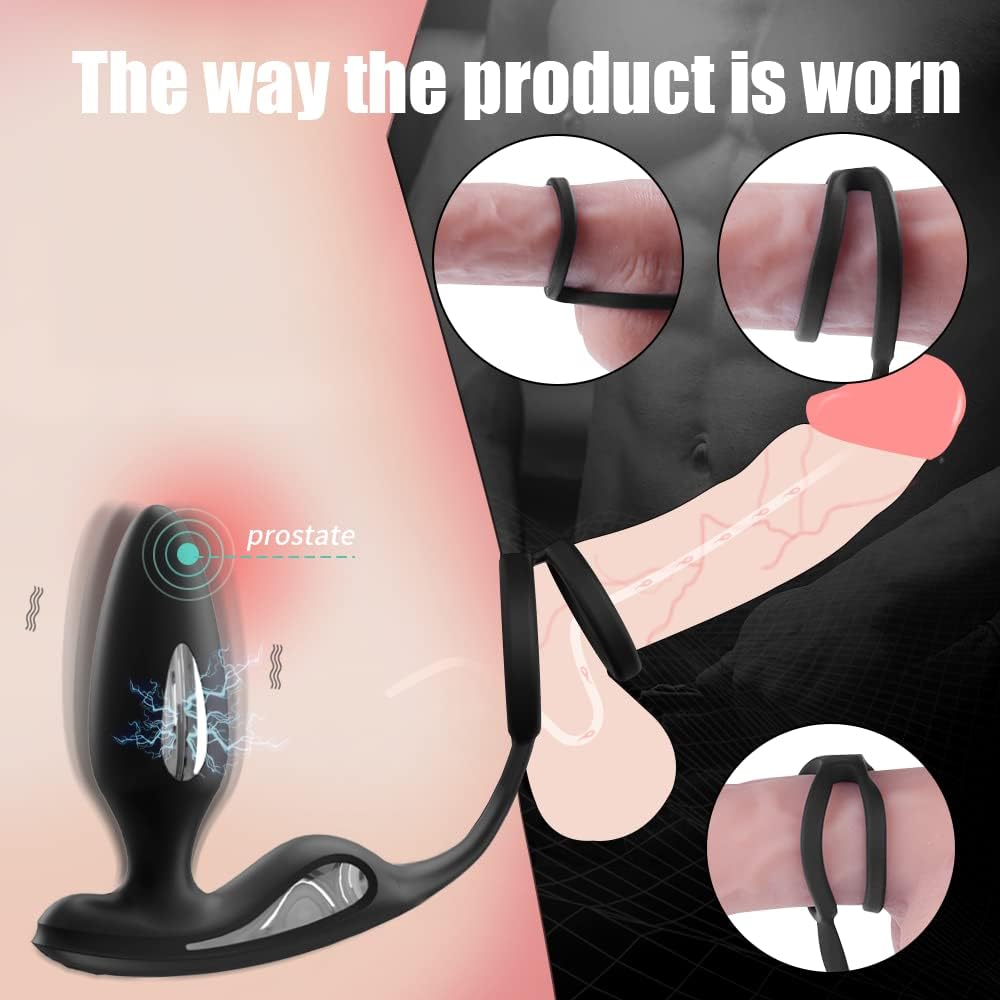 E-stim Anal Vibrator Penisringe Prostata Stimulator mit 9 Vibration & 5 Elektroshockmodi
