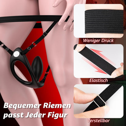 4 IN 1 Tragbarer Analvibrator Penisring Hodenvibration mit Stoßfunktion & 9 Kraftvolle Modi
