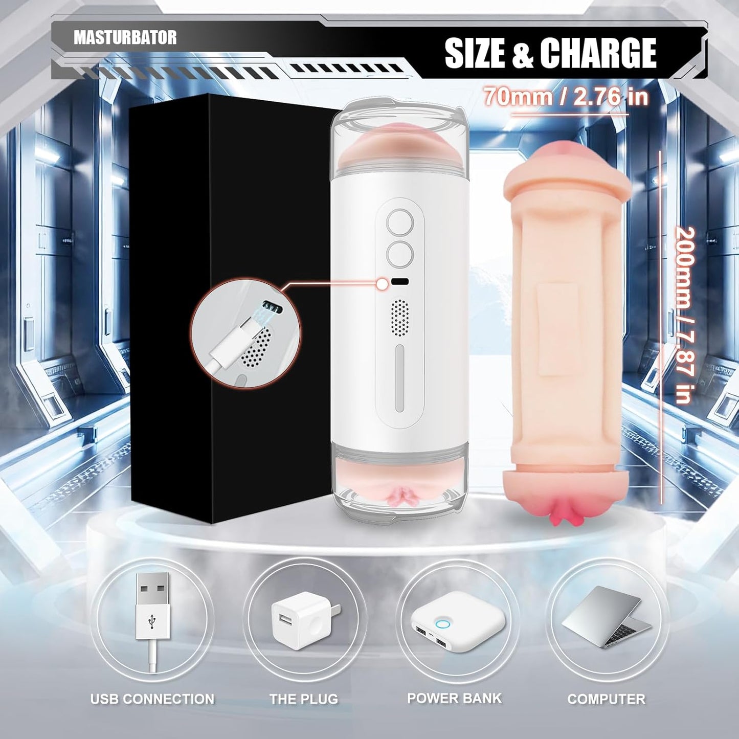 10 IN 1 Automatischer Masturbator Taschenmuschi Blowjob mit 10 Vibrationsmodi