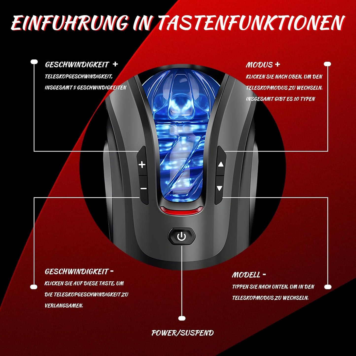 Cannon King Mini Elektrischer Masturbator Cup mit 10 Stoßmodi und 10 Geschwindigkeitsstufen