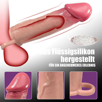 22,6*6 CM Realistische Penismanschetten Penis Ring Silikon Penishülle mit Beweglicher Vorhaut