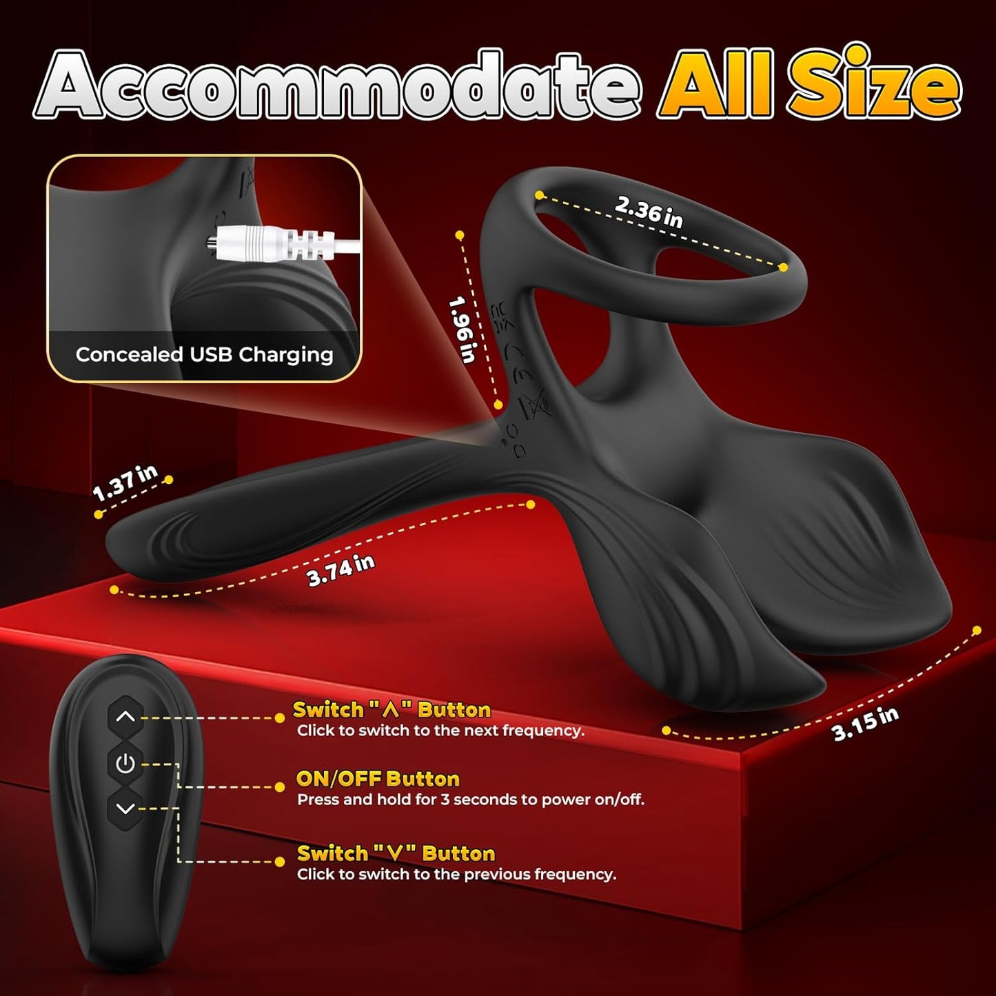 3 IN 1 Doppelter Penisringe Klitorisstimulator G-Punkt Vibrator mit 10 Modi