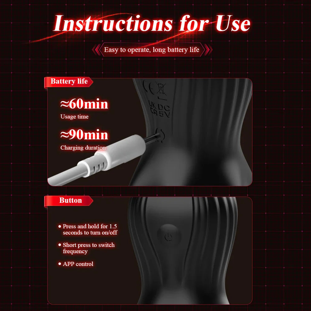 Eicheltrainer Penis Massagegerät Harnröhren Stimulator mit 10 Vibrationsmodi