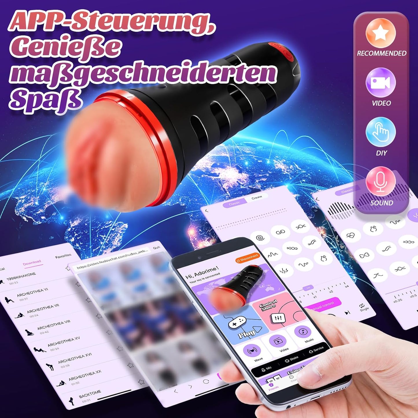 Elektrischer Masturbator Taschenmuschi Penistrainer mit 9 Vibrations & 4 Saugmodi