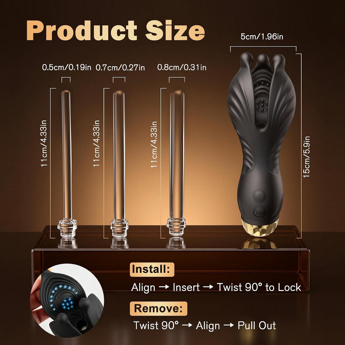 Abnehmbarer Harnröhren Trainer Penisvibrator Stimulator mit 7 LED-Farben & 14 Beleuchtungs & 10 Vibrationsmodi