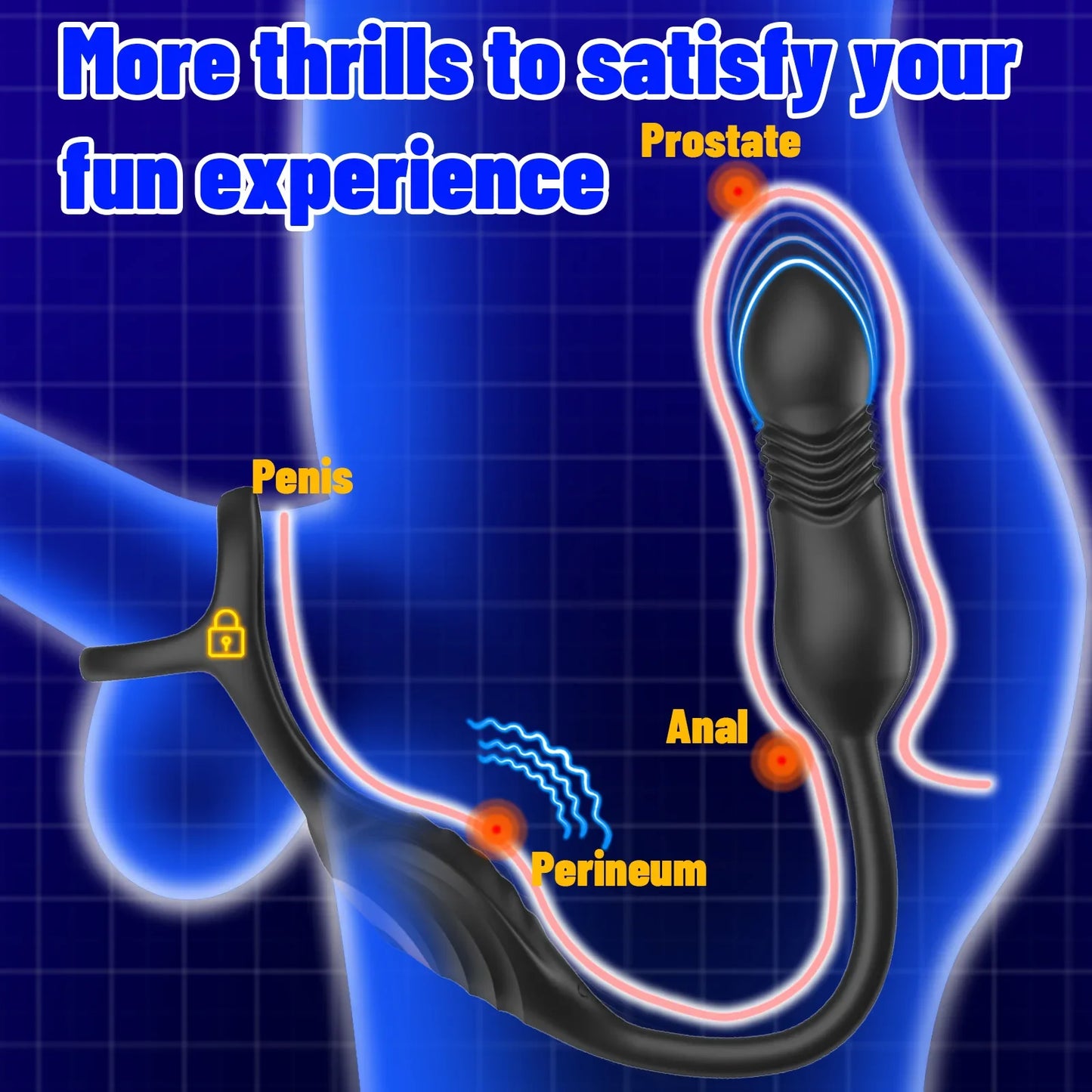 Thrusting Anal Vibrator Prostata Massager Cockring mit 9 Vibrationsmodi