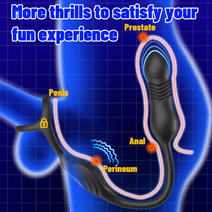 Thrusting Anal Vibrator Prostata Massager Cockring mit 9 Vibrationsmodi