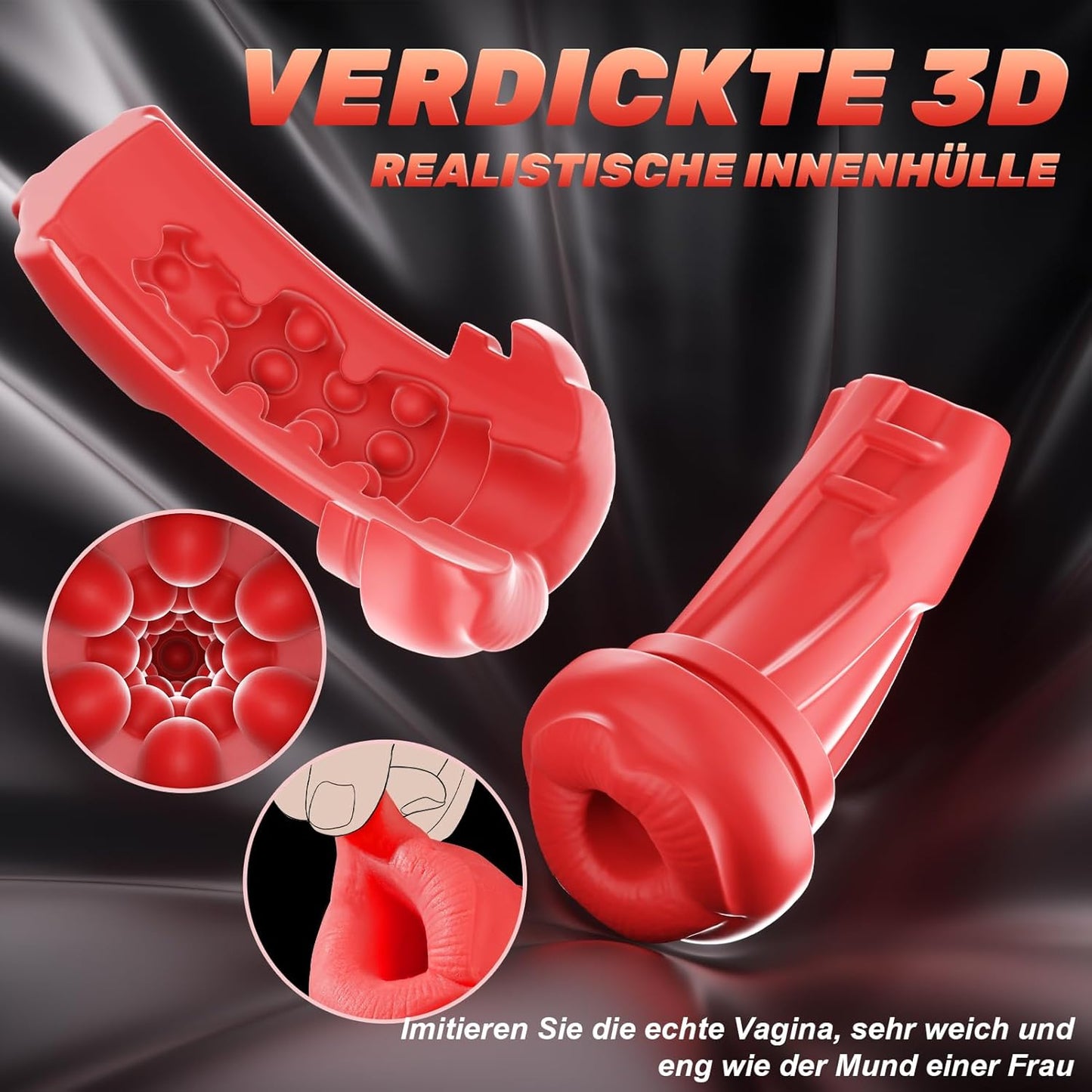6 IN 1 Realistische Masturbieren Penis Vibrator Blowjob mit 9 Saugen & 9 Vibration
