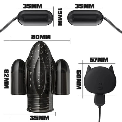 Eichelvibrator Penistrainer Verzögerungsmassagegerät mit 2 Motoren & 10 Vibrationsmodi