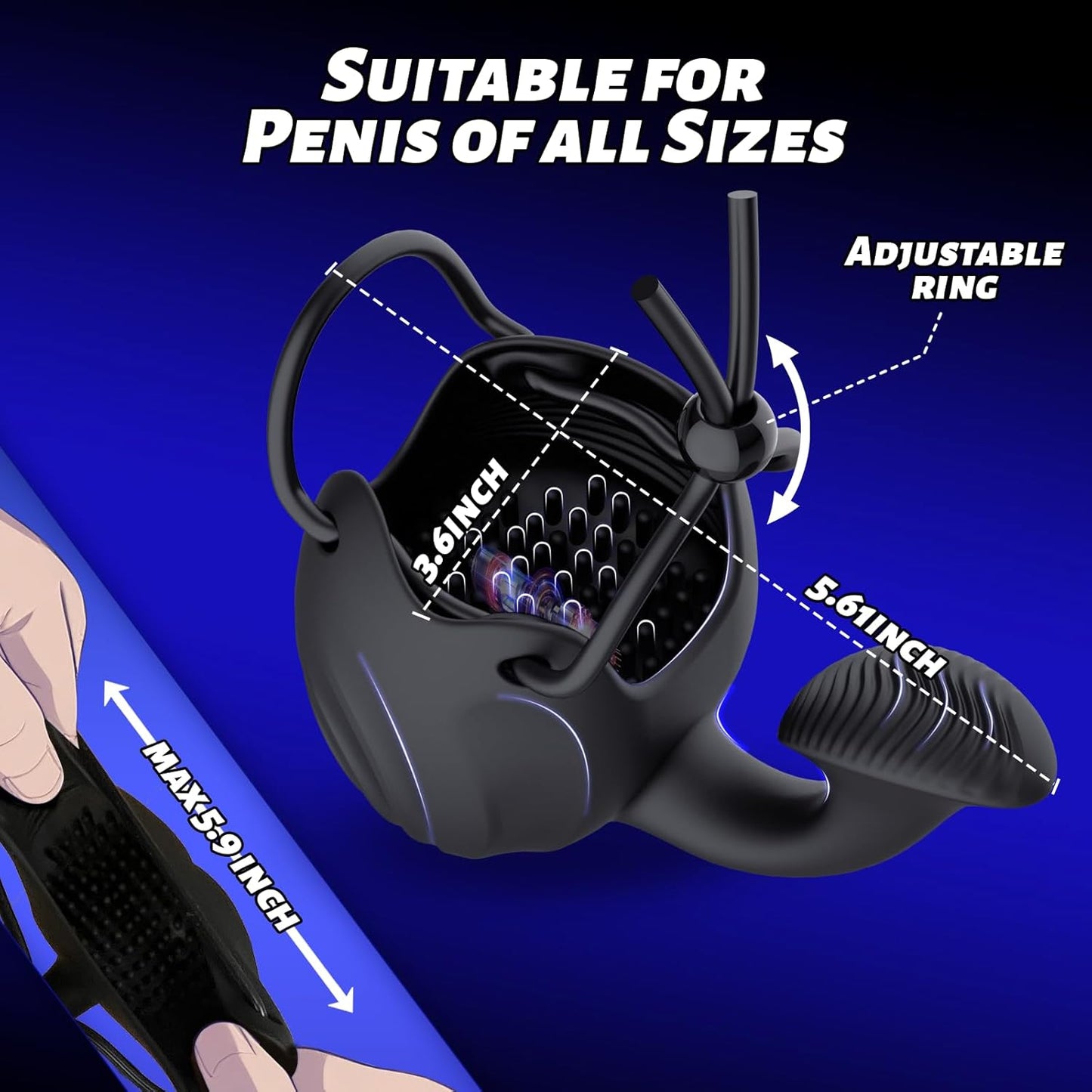 Eicheltrainer Vibrator Penisringe Hodenstimulator Masturbator mit 10 Vibrationsstufen