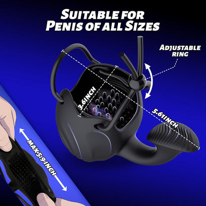 Eicheltrainer Vibrator Penisringe Hodenstimulator Masturbator mit 10 Vibrationsstufen