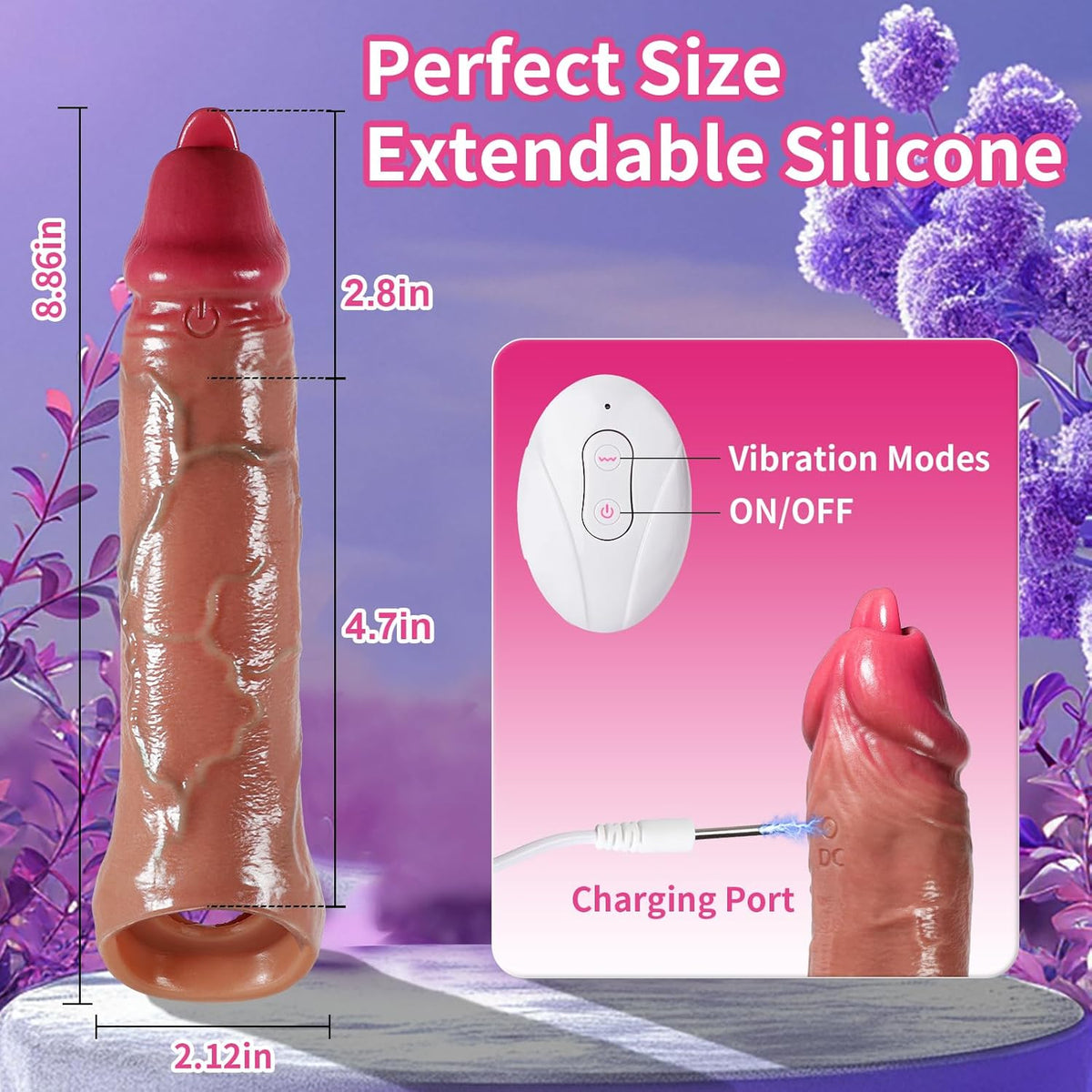 Realistischer Penisverlängerungs Vibrator mit Fernbedienung und 9 Vibrationsmodi