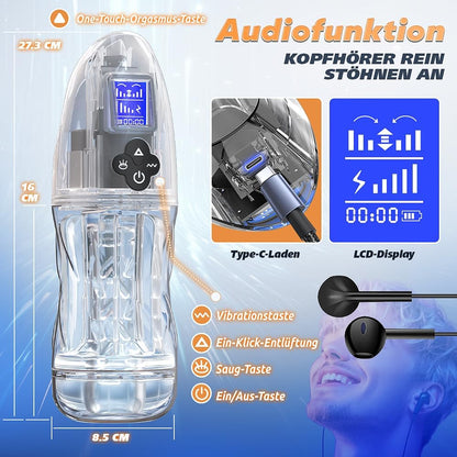 Automatischer Masturbator Penispumpe Stroker mit 7 Saugmodi und 10 Vibrationsstufen