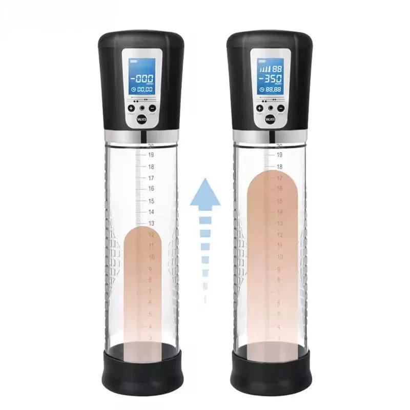 LED-Digitalanzeige Elektrische Penis Vakuumpumpe Masturbator mit 4 Saugintensitäten