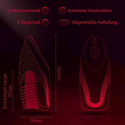 Elektrischer Penis Trainer Vibrator Stroker mit Heizungfunktion & 6 Saugmodi & 9 Vibrationsmodi