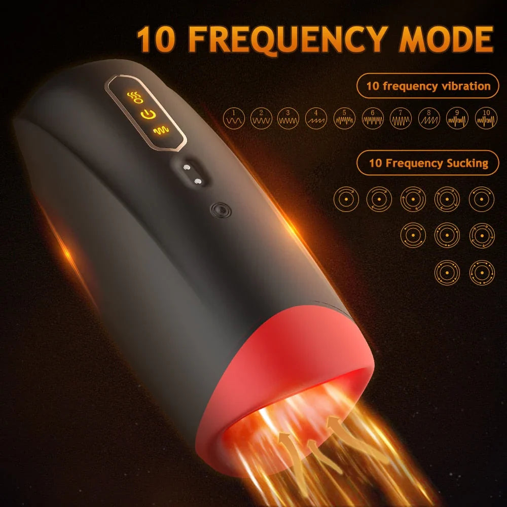 3 IN 1 Oral Stroker Blowjob Masturbator mit 5 Klemm 10 Vibrations und 42°C Heizmodi