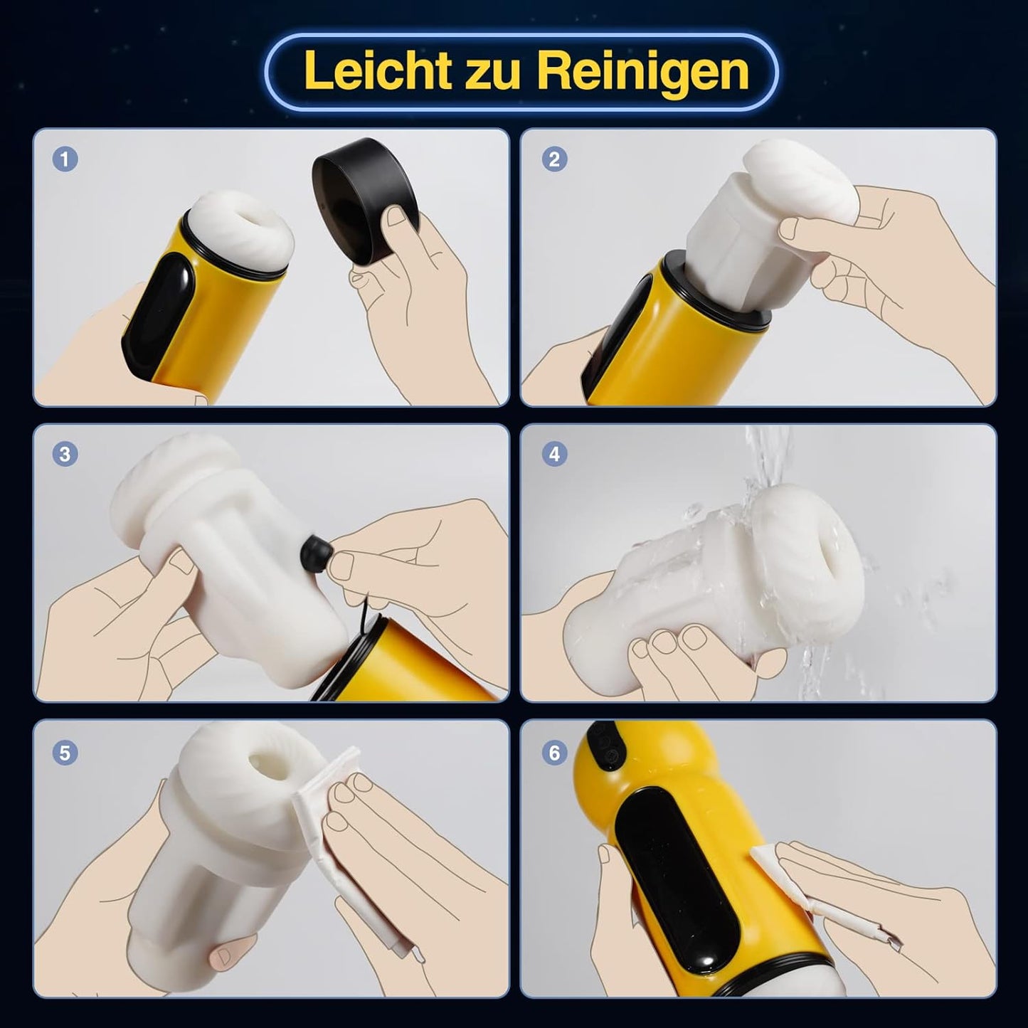 Elektrischer Mastubator Penisvibrator Blowjob mit 4 x 10 Intensitäten & Saugfunktion & Vibrationen