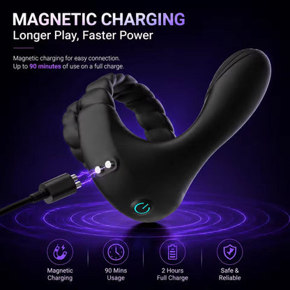 3 IN 1 Cock Ring Penisrainer Vibrator Hoden Stimulator Dammstimulationmit 10 Vibrationsmodi