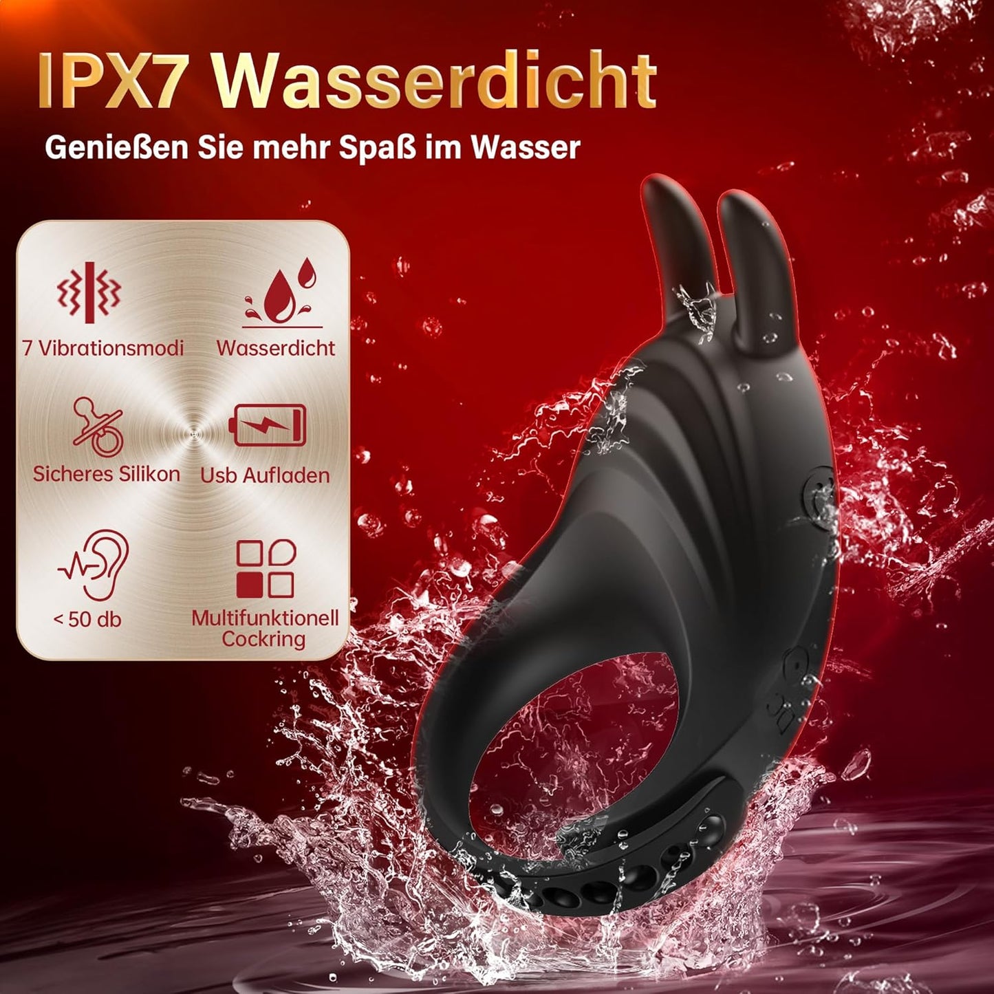 Rabbit Vibrator Penis Trainer Stimulator Cock Ring mit 7 Vibrationsmodi