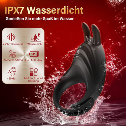 Rabbit Vibrator Penis Trainer Stimulator Cock Ring mit 7 Vibrationsmodi