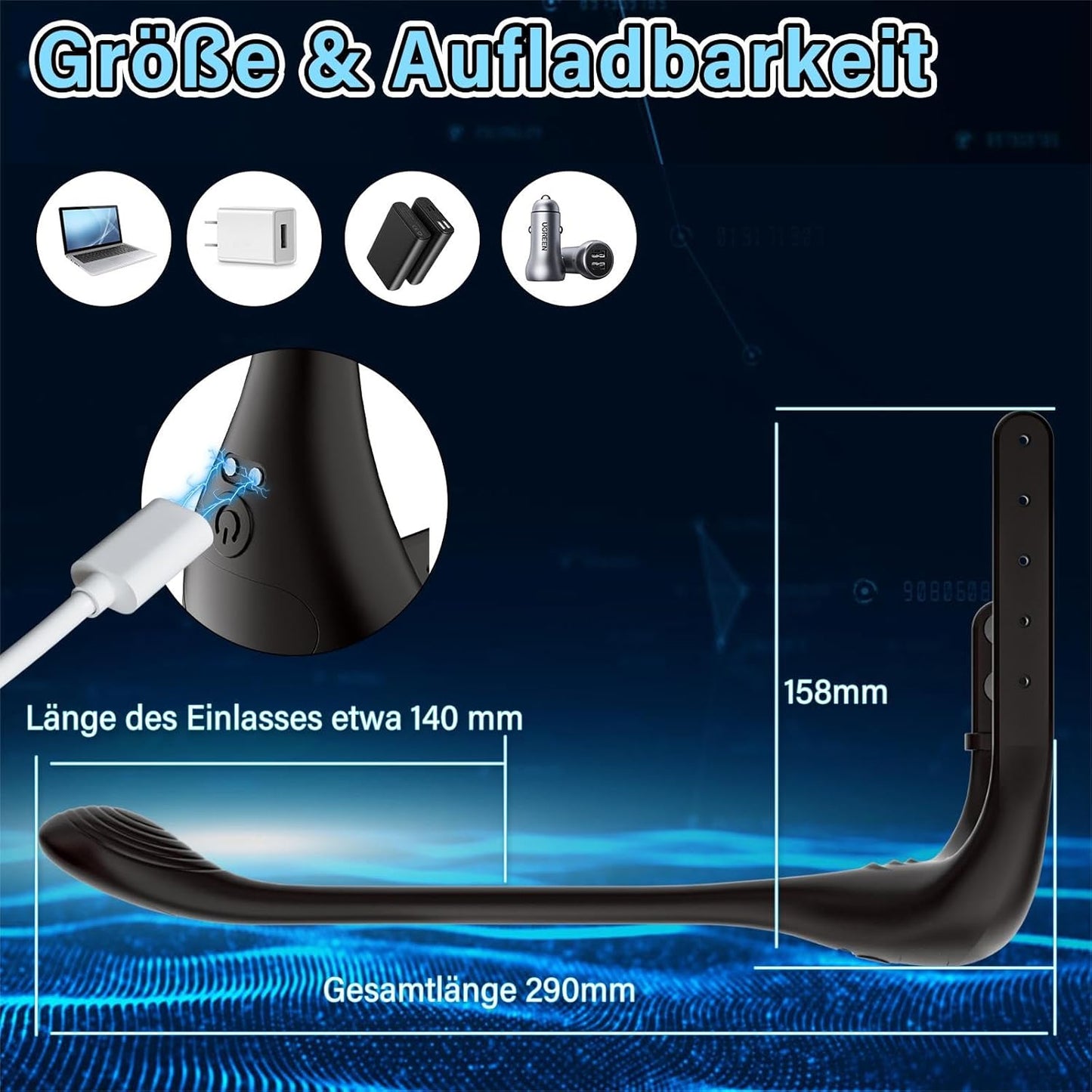 APP Fernsteuerung Anal Plug Penis Vibrator Cock Ring mit 10 Vibration