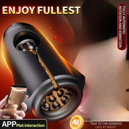 App-gesteuerter Penis Trainer Blowjob Eichelstimulator mit 9 Rotations und Vibrationsmodi