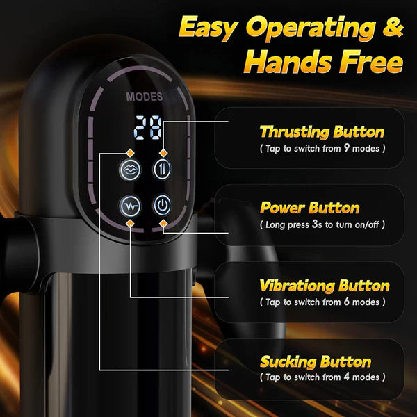 Automatischer Masturbator Blowjob Sexmaschine mit 4 Saug & 6 Vibrations & 9 Stoßmodi