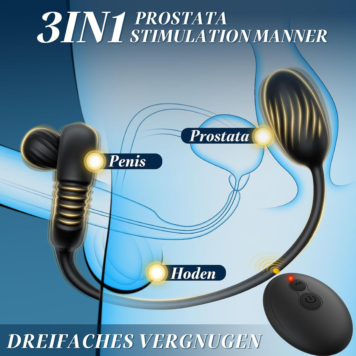 3 IN 1 Penisring Prostatamassagegerät Analvibrator Stimulator mit 10 Vibrationsmodi