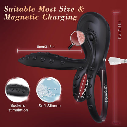 Oktopusförmiger Penisring G-Punkt & Penis Stimulator mit 10 Vibrationsmodi