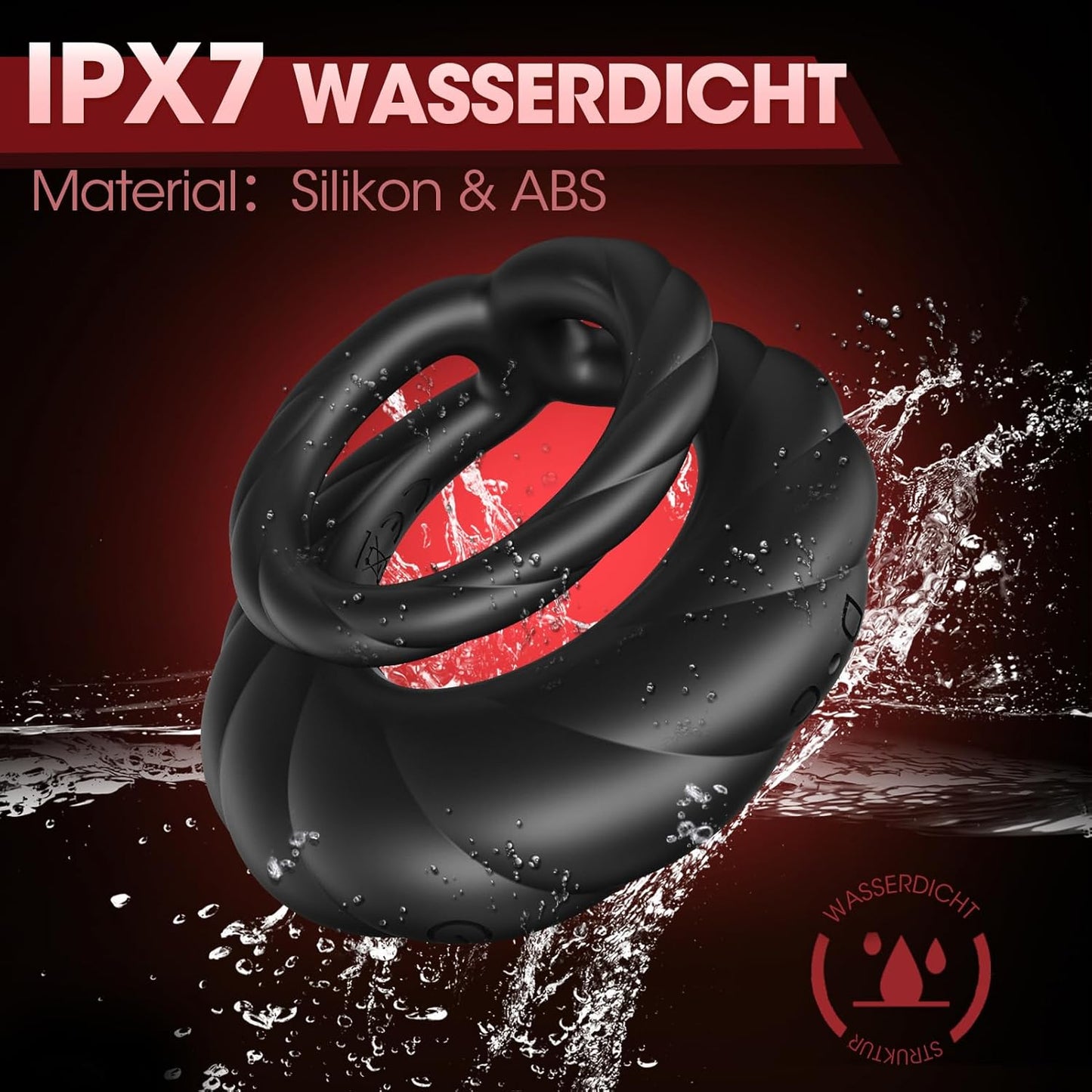 Dual Cockring Penistrainer Vibrator Masturbatoren mit 10 Vibrationsmodi