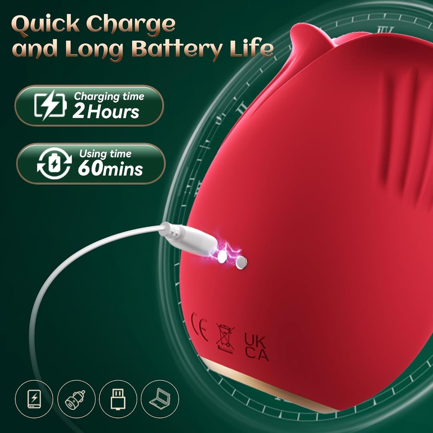 Rose Saugvibrator G-Punkt Vibrator Klitorisstimulator mit 9 Saugaufsätzen