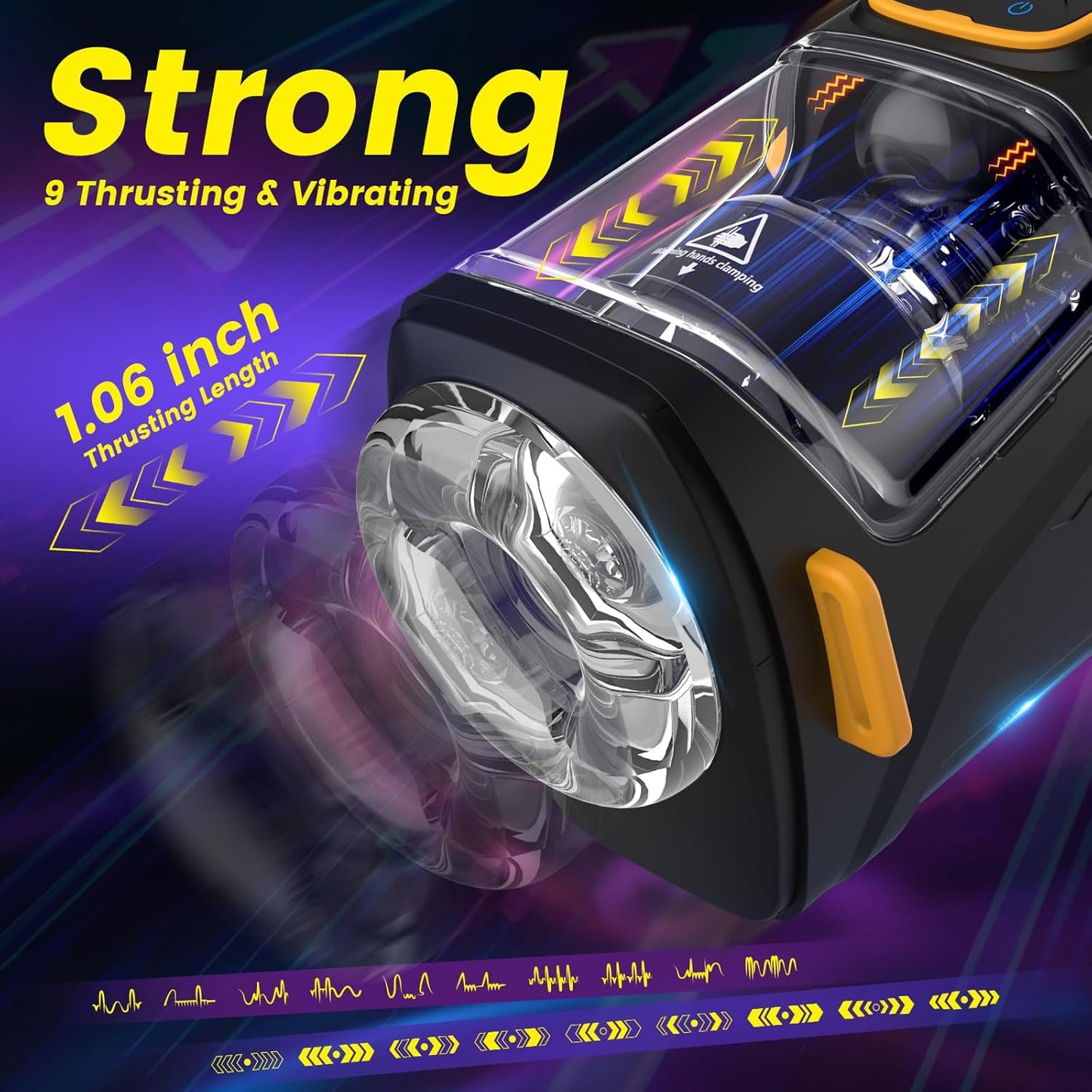 Tragbarer Automatischer Masturbator Stroker Blowjob mit 9 Stoß und 9 Vibrationsmodi