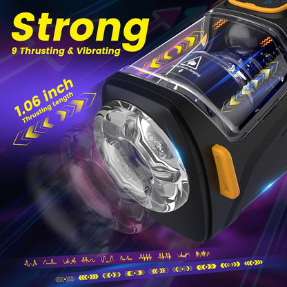 Tragbarer Automatischer Masturbator Stroker Blowjob mit 9 Stoß und 9 Vibrationsmodi
