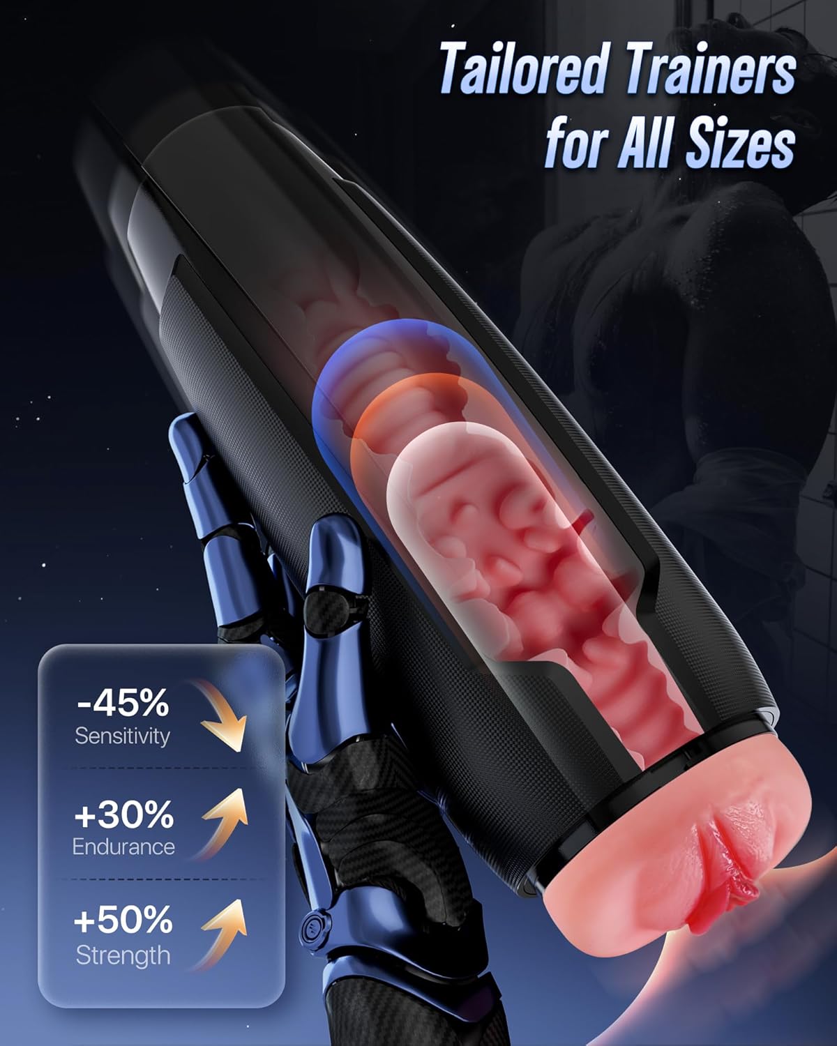 360° Heiz KI-gesteuerter Masturbator Stroker Blowjob mit 7 Stoß & 7 Vibrationsmodi