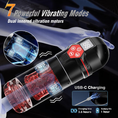 AI-Sync Masturbator Penis Pump mit 12-S Saugpumpe & 7 Schlag & Dreh & Vibrations& Saug & Lickfunktionen