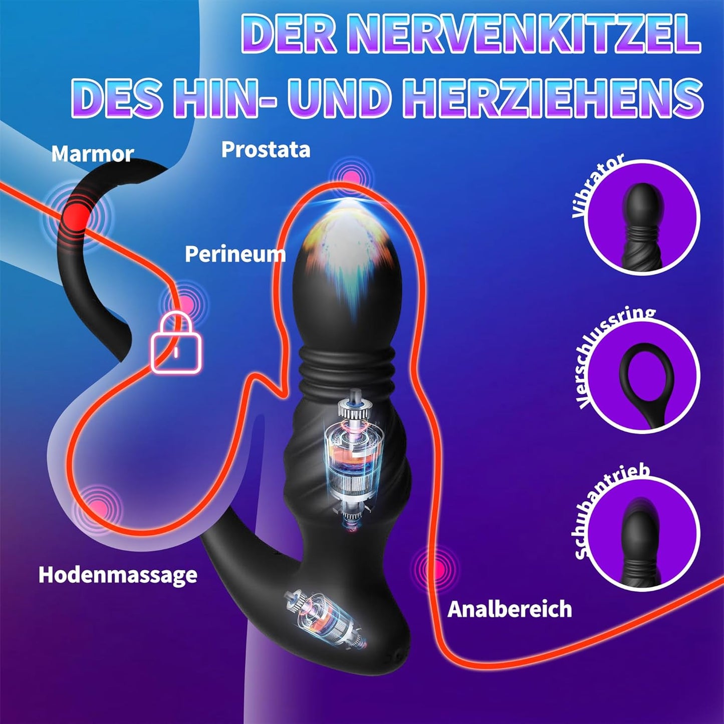 App gesteuerter Analplug Anal Vibrator mit 9 Vibrations und Teleskopmodi