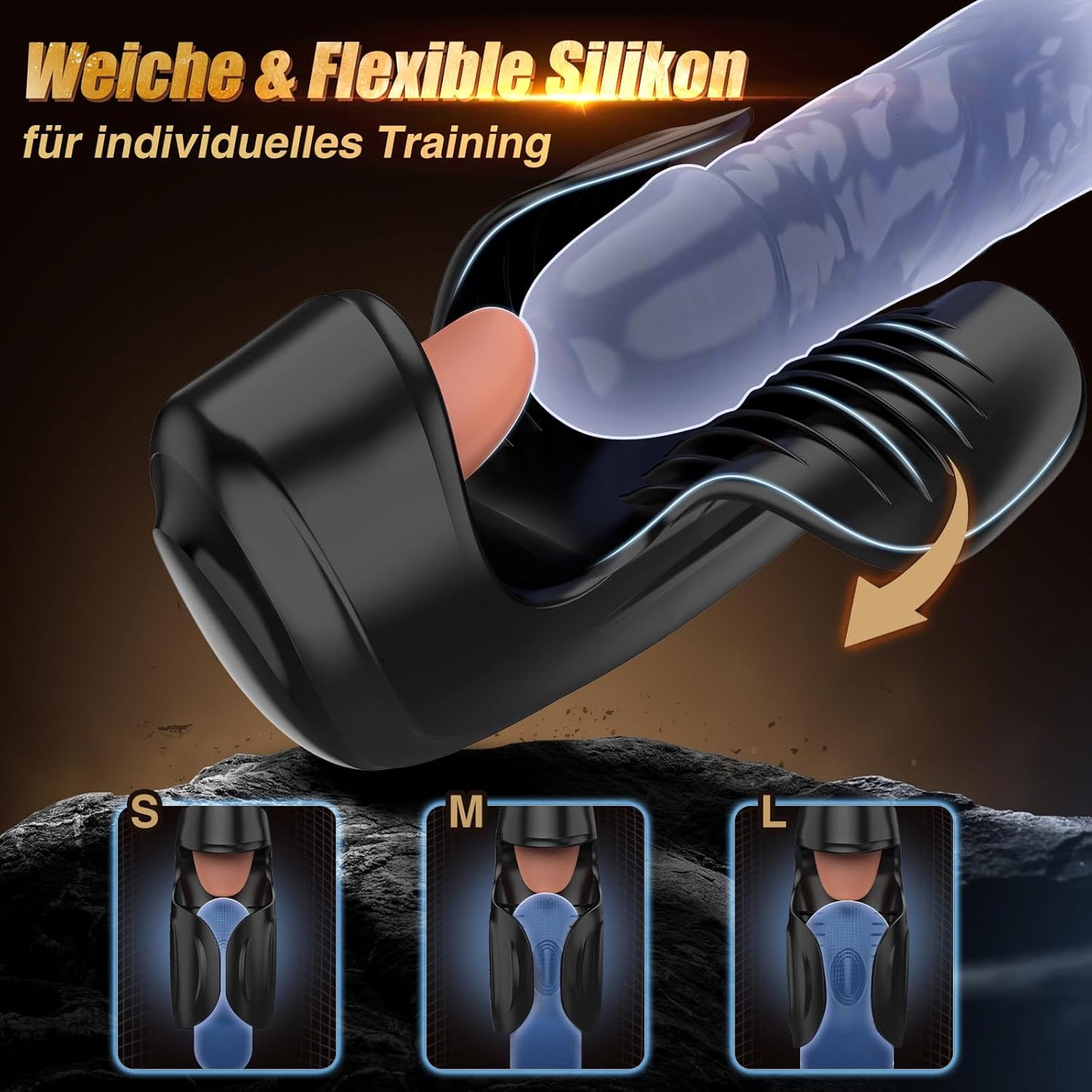 Blowjob Penis Vibrator Eicheltrainer mit 10 Pulsieren & 10 Zunge Lecken & 10 Vibrationsmodi