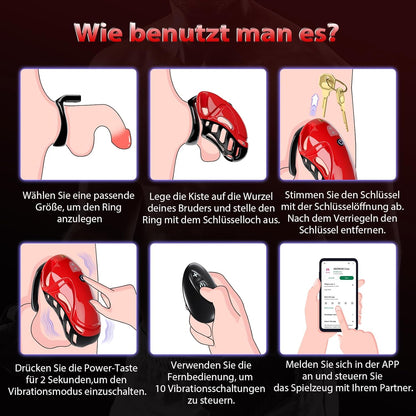 Chastity Cage Peniskäfig Keuschheitskäfig Penisringe mit 10 Vibrationsmodi