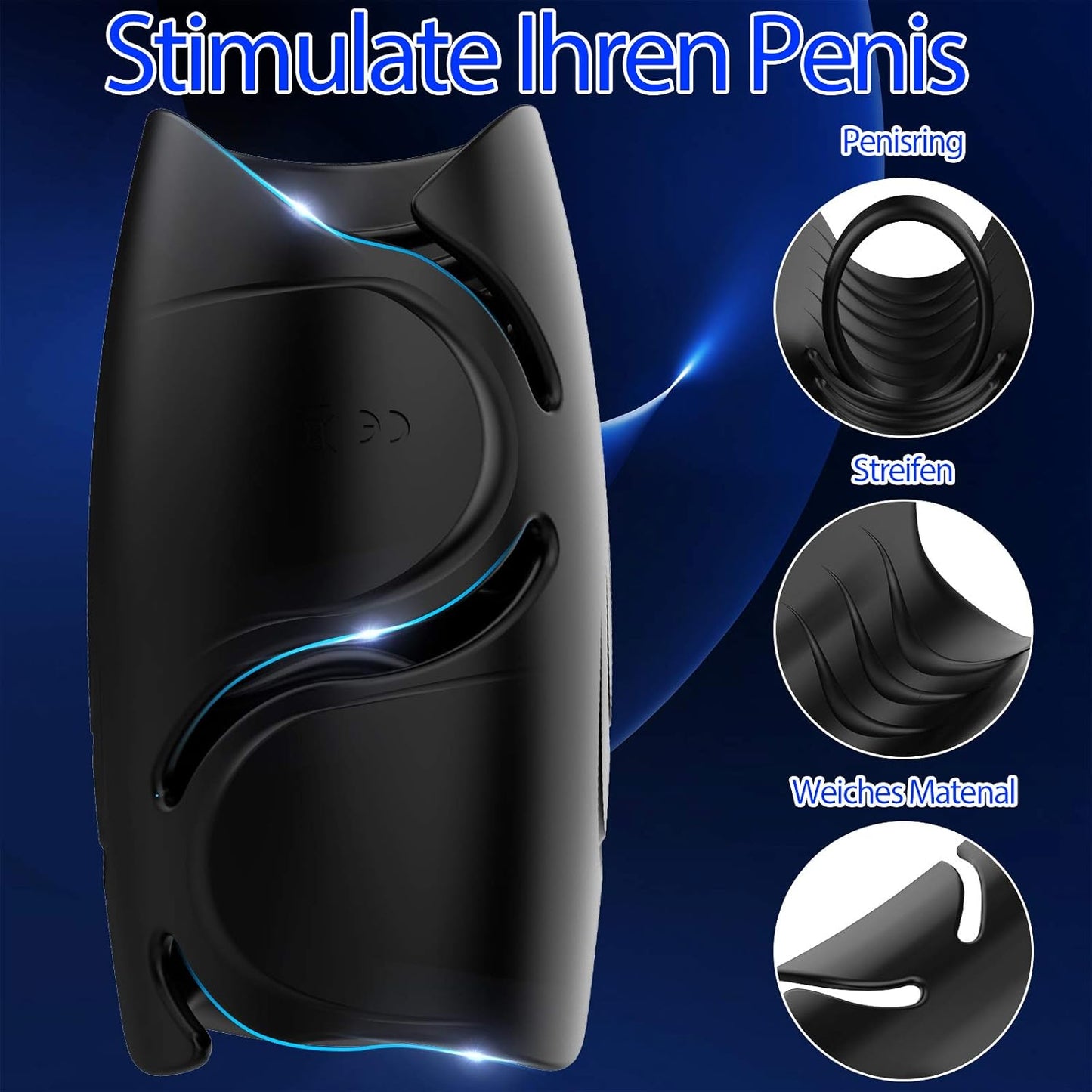 40 ℃ Heizung Elektrischer Penistrainer Vibrator Masturbator mit 10 Vibrationsmodi