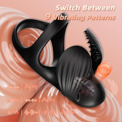 Elektrischer Hodenvibrator Massagegerät Penistrainer Cock Ring mit 9 Vibrationsmodi