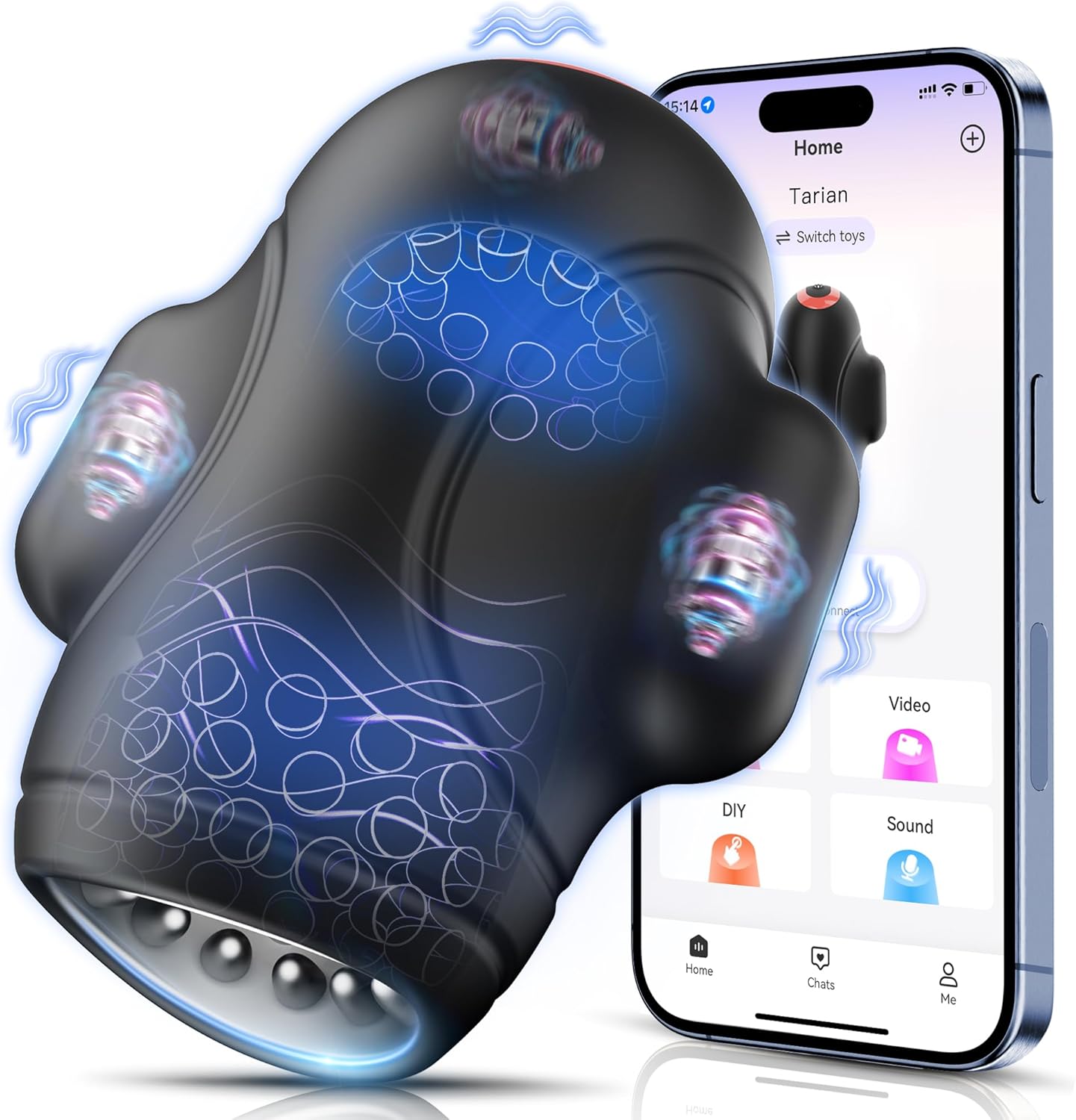 4 IN 1 Penis Trainer Eichel Stimulator Blowjob Masturbator mit 10 Bieten & 10 Vibrations