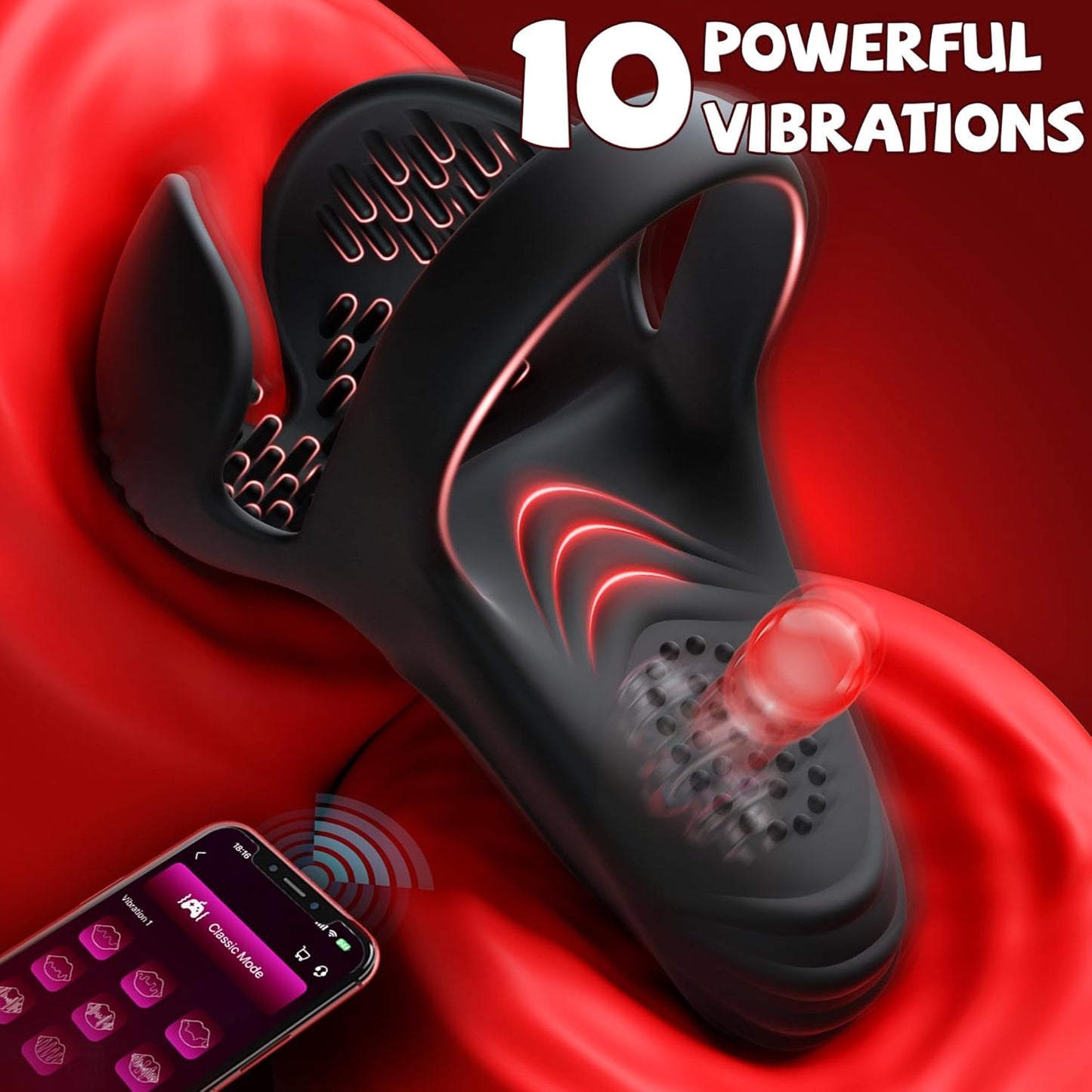 Doppel-Hodensack Penistrainer Vibrator Cock Ring mit 10 Vibrationsmodi