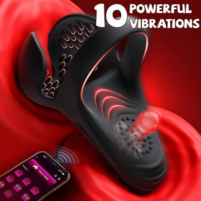 Doppel-Hodensack Penistrainer Vibrator Cock Ring mit 10 Vibrationsmodi