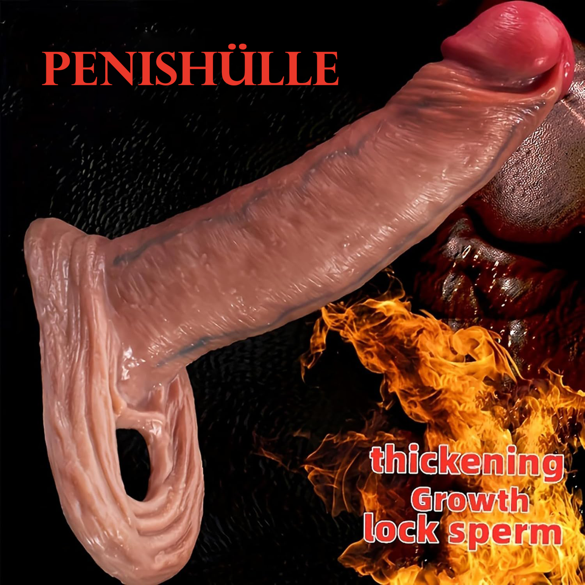 Realistische Penishülle Penismanschetten mit Hodenringen Penis Extender