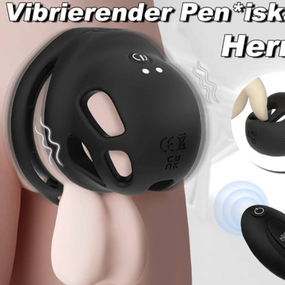 Vibrierender Peniskäfig Chastity Cage Keuschheitskäfig Harnröhrenschlauch mit Mehrere Vibrationsmodi