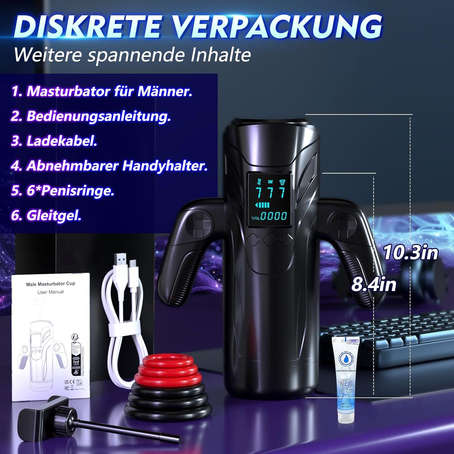 Realistischer Masturbator Taschenmuschi mit 7 Saugmodi & Stoßmodi &  Vibration