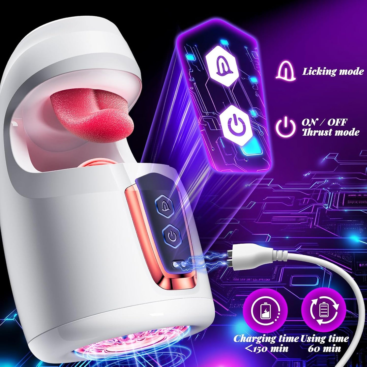 Elektrischer Masturbator Penistrainer Blowjob Stroker mit 10 Stoß und 10 Leckmodi